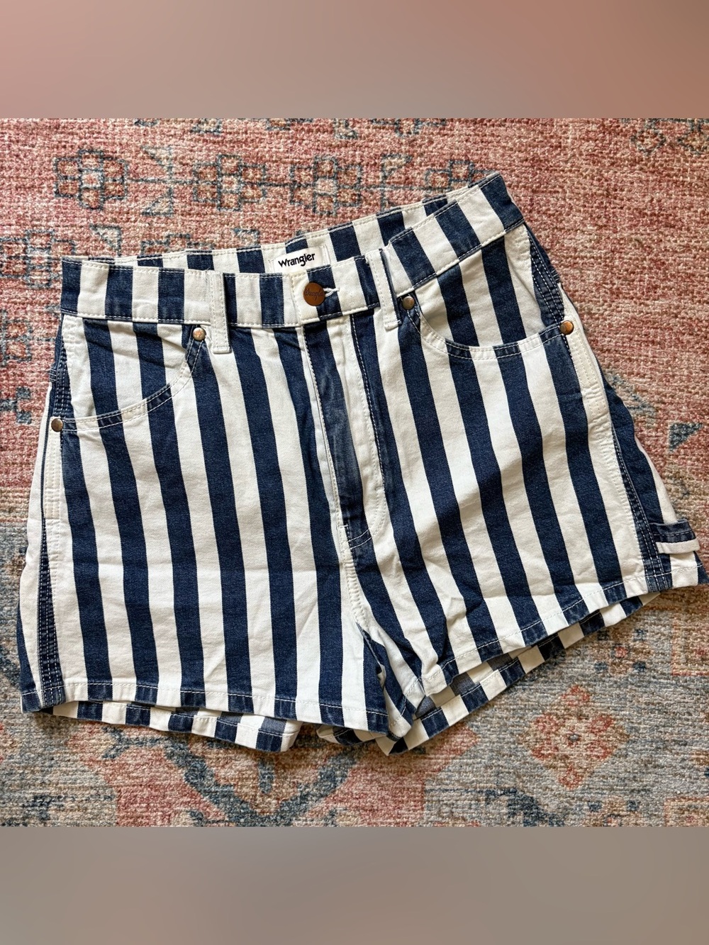 Wrangler Denim and Ivory Striped Shorts - Picture 2 of 5